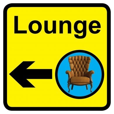 Lounge sign with left arrow - 300mm x 300mm